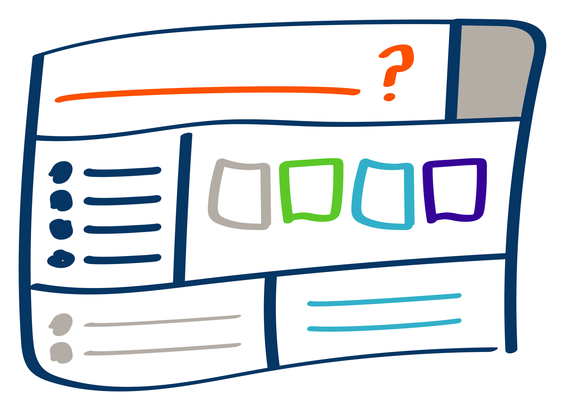 Illustration of a structured visual storyboard canvas.
